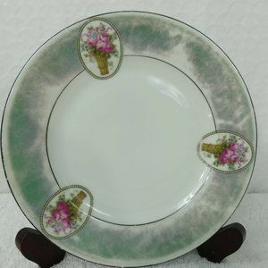 Vintage Bone China Bread Butter Plate Flower Basket 7.5" Victoria Czechoslovakia